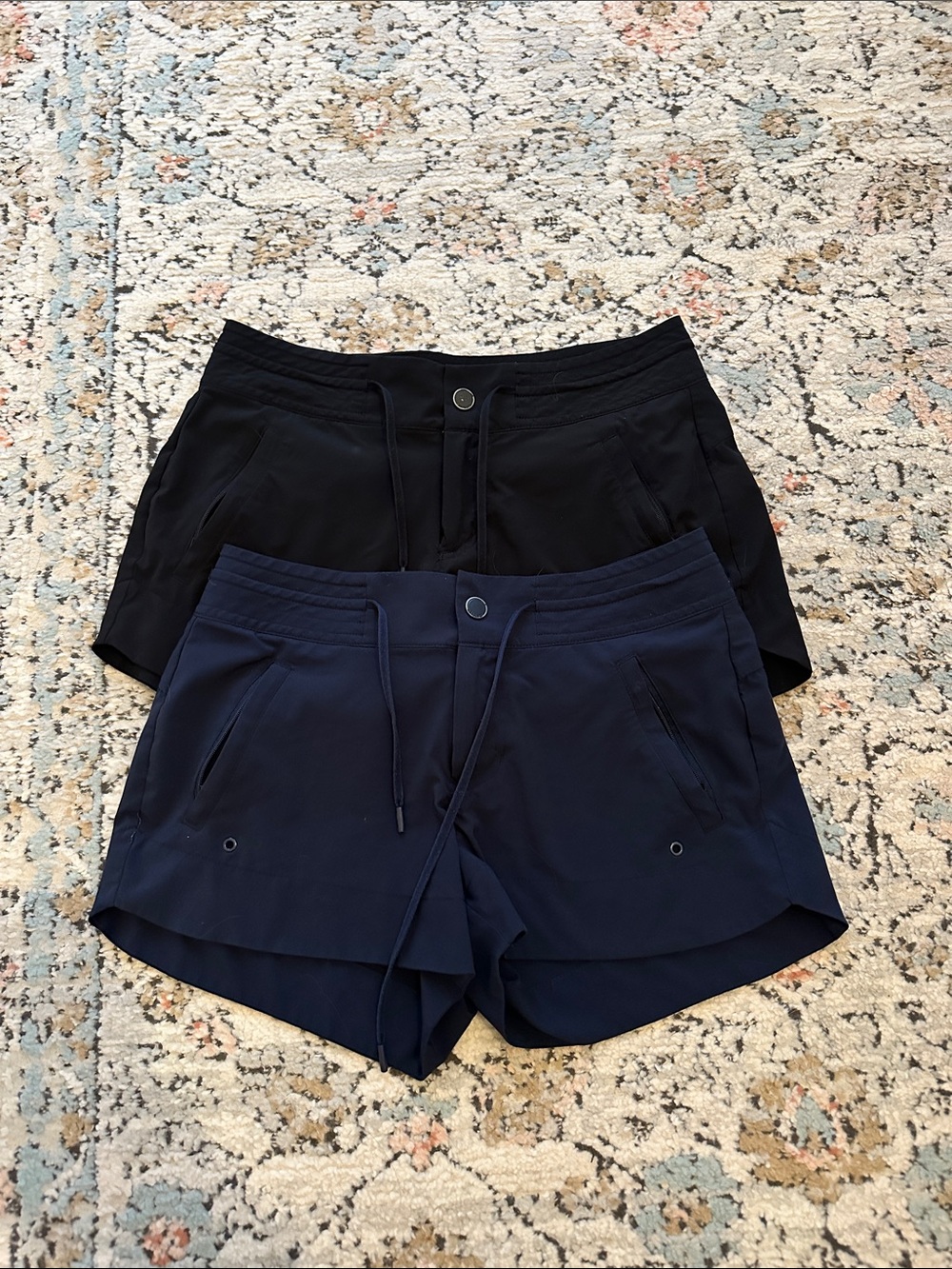 Bundle (2x) of Athleta Black & Navy Athletic Shorts | 0